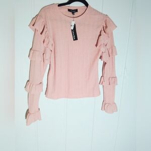 NWT!! LEA & VIOLA, Anthropologie Ruffled Sleeve Top. Size S